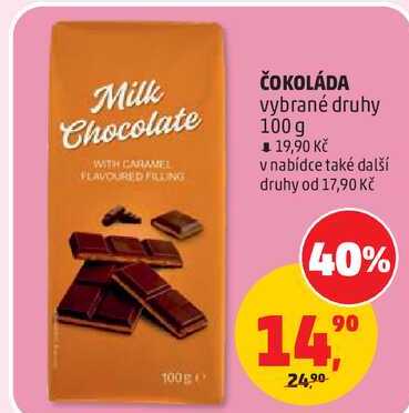 ČOKOLÁDA vybrané druhy, 100 g