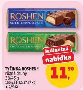 TYČINKA ROSHEN různé druhy, 38/43 g 
