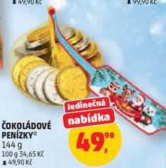 ČOKOLÁDOVÉ PENÍZKY, 144 g  