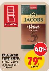 KÁVA JACOBS VELVET CREMA mletá, 250 g  v akci