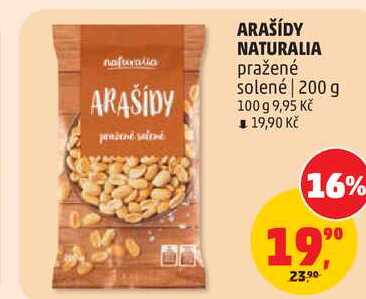 ARAŠÍDY NATURALIA pražené solené, 200 g