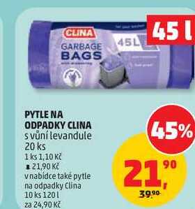 PYTLE NA ODPADKY CLINA s vůní levandule, 20 ks