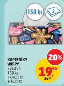 KAPESNÍKY WIPPY 2vrstvé, 150 ks Penny Market