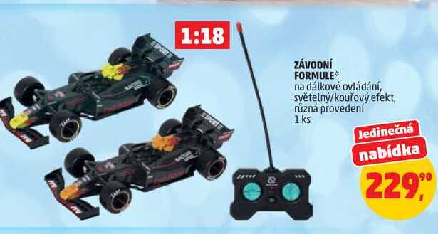 ZÁVODNÍ FORMULE na dálkové ovládání, světelný/kouřový efekt, různá provedení, 1 ks