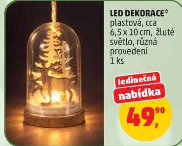 LED DEKORACE plastová, cca 6,5 x 10 cm, žluté světlo, různá provedení, 1 ks 