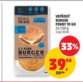 VEPŘOVÝ BURGER PENNY TO GO, 2x 150 g