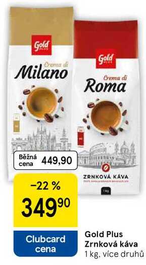 Gold Plus Zrnková káva, 1 kg, více druhů
