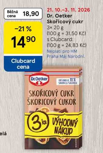 Dr. Oetker Skořicový cukr, 3× 20 g  