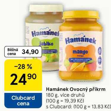 Hamánek Ovocný příkrm, 180 g, více druhů 