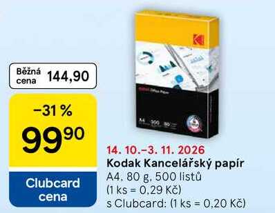 Kodak Kancelářský papír, A4, 80 g. 500 listů