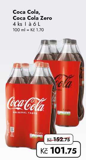 Coca Cola, Coca Cola Zero 4 ks 1 à 6 L