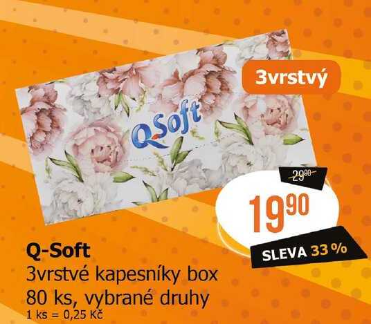 QSoft 3vrstvé kapesníky box 80 ks, vybrané druhy Teta drogerie