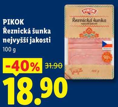 PIKOK Řeznická šunka nejvyšší jakosti, 100 g