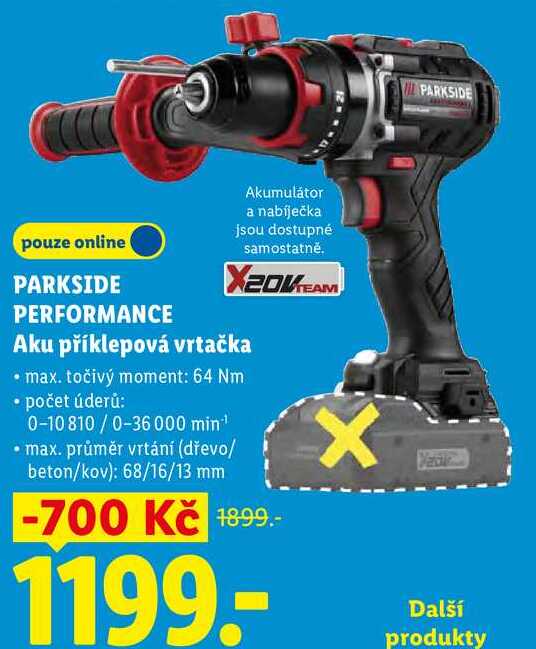 PARKSIDE PERFORMANCE Aku příklepová vrtačka