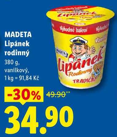 MADETA Lipánek rodinný, 380 g, vanilkový