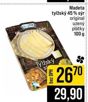 Madeta tylžský 45% sýr original uzený plátky 100 g