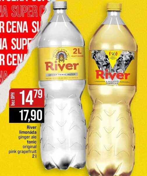 River limonáda ginger ale tonic original pink grapefruit 2l