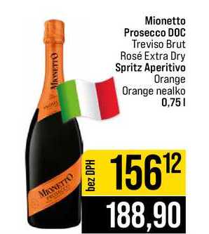 Mionetto Prosecco DOC Treviso Brut Rosé Extra Dry Spritz Aperitivo Orange Orange nealko 0,75l