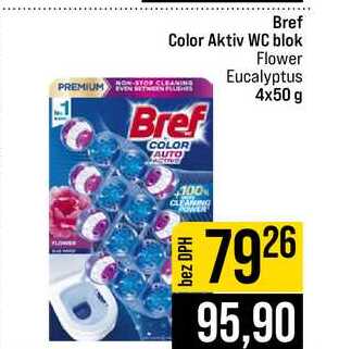 Bref Color Aktiv WC blok Flower Eucalyptus 4x50 g
