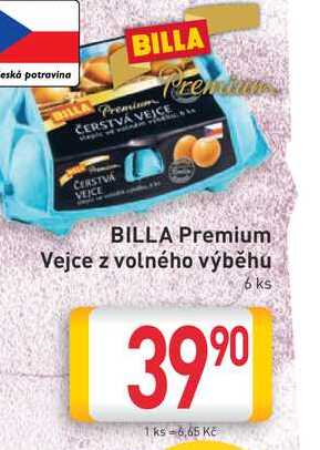 BILLA Premium Vejce z volného výběhu 6 ks