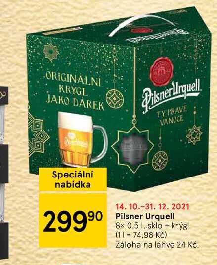 Pilsner Urquell 8x 0,5 l. sklo + krygl