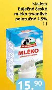 Madeta Báječné české mléko trvanlivé polotučné 1,5% 1l