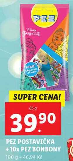 PEZ POSTAVIČKA + 10x PEZ BONBONY, 85 g