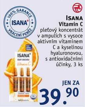 ISANA Vitamin C DEALED pleťový koncentrát v ampulích s vysoce aktivním vitaminem C a kyselinou hyaluronovou, s antioxidačními účinky, 3 ks
