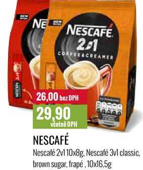  Nescafé 3v1 classic, brown sugar, frapé, 10x16,5g 