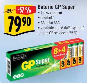 Baterie GP Super, 12 ks v balení 
