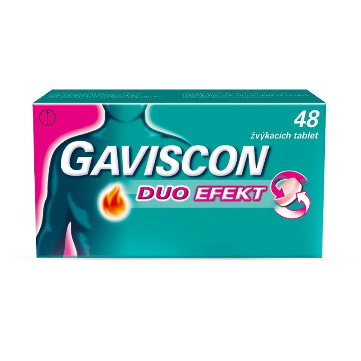 GAVISCON DUO EFEKT 250MG/106,5MG/187,5MG žvýkací tableta 48 v akci AkcniCeny.cz