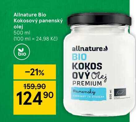 Allnature Bio Kokosový panenský olej 500 ml 