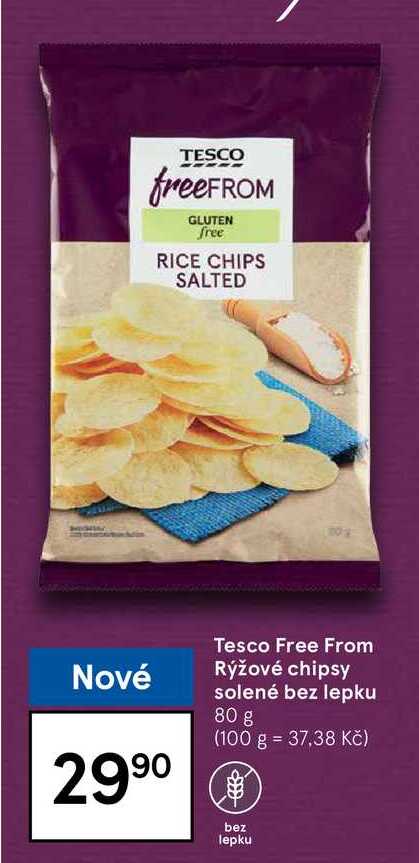 Tesco Free From Rýžové chipsy solené bez lepku 80 g 