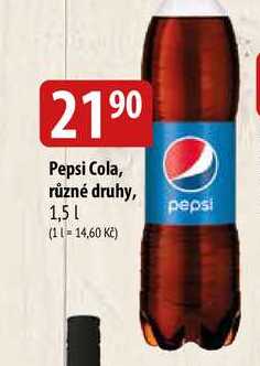 Pepsi Cola, různé druhy, 1,5l