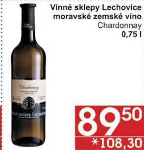 Vinné sklepy Lechovice moravské zemské víno Chardonnay, 0,75 l