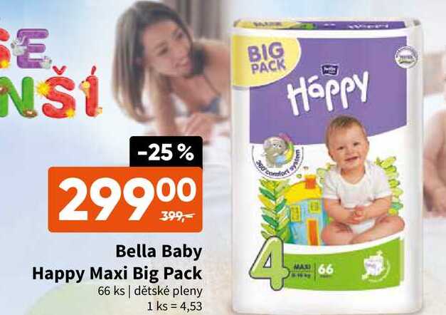  Bella Baby Happy Maxi Big Pack 66 ks dětské pleny 