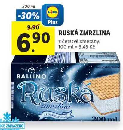 RUSKÁ ZMRZLINA z čerstvé smetany, 200 ml