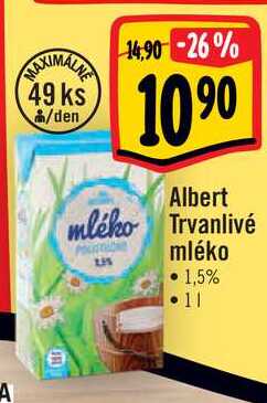 Albert mléko Trvanlivé mléko, 1 l