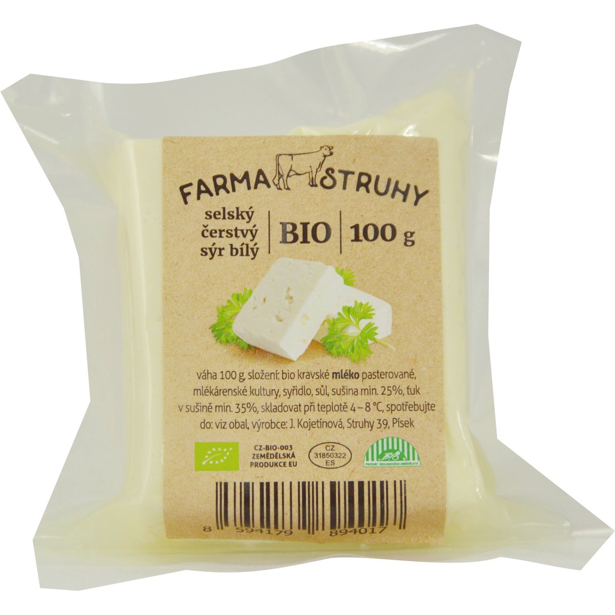 Farma Struhy BIO Selský čerstvý sýr bílý