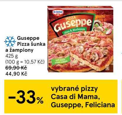 Guseppe Pizza šunka a žampiony 425 g