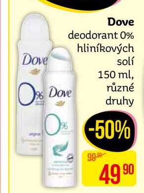 Dove deodorant 0% hliníkových solí, 150 ml