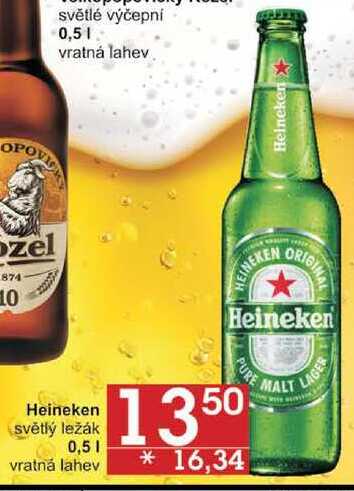 Heineken světlý ležák, 0,5 l