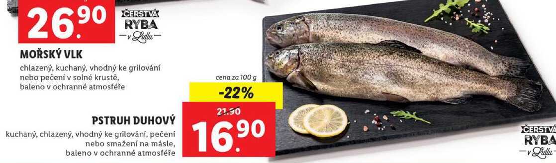 PSTRUH DUHOVÝ kuchaný, chlazený, vhodný ke grilování, pečení nebo smažení na másle, cena za 100 g
