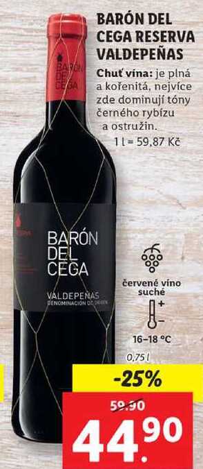 BARÓN DEL CEGA RESERVA VALDEPEÑAS, 0,75 l