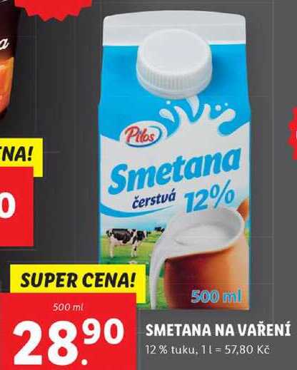 SMETANA NA VAŘENÍ 12 % tuku, 500 ml
