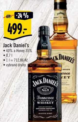  Jack Daniel's  40% a Honey 35%  0,7 l