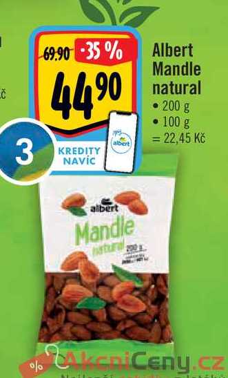 Albert Mandle natural 200 g v akci | AkcniCeny.cz