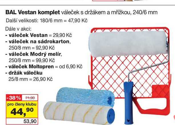 BAL Vestan komplet váleček s držákem a mřížkou, 240/6 mm