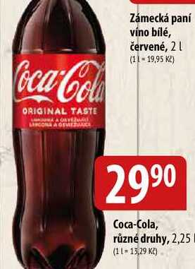 Coca-Cola různé druhy, 2,25l