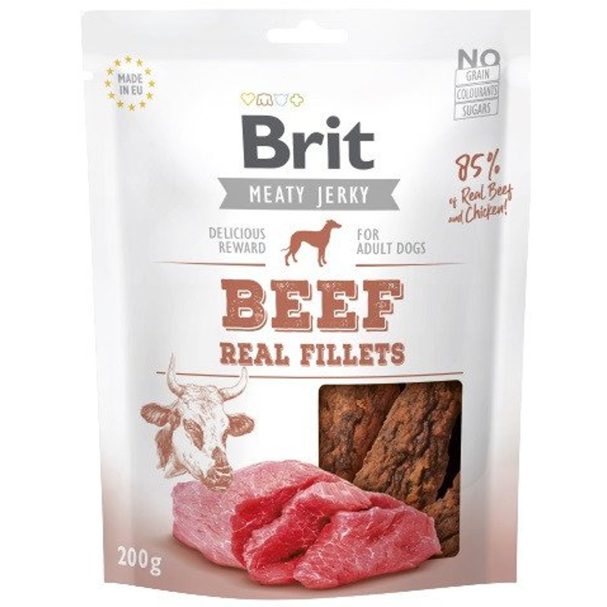 Brit Jerky Sušené masové pamlsky – hovězí filety